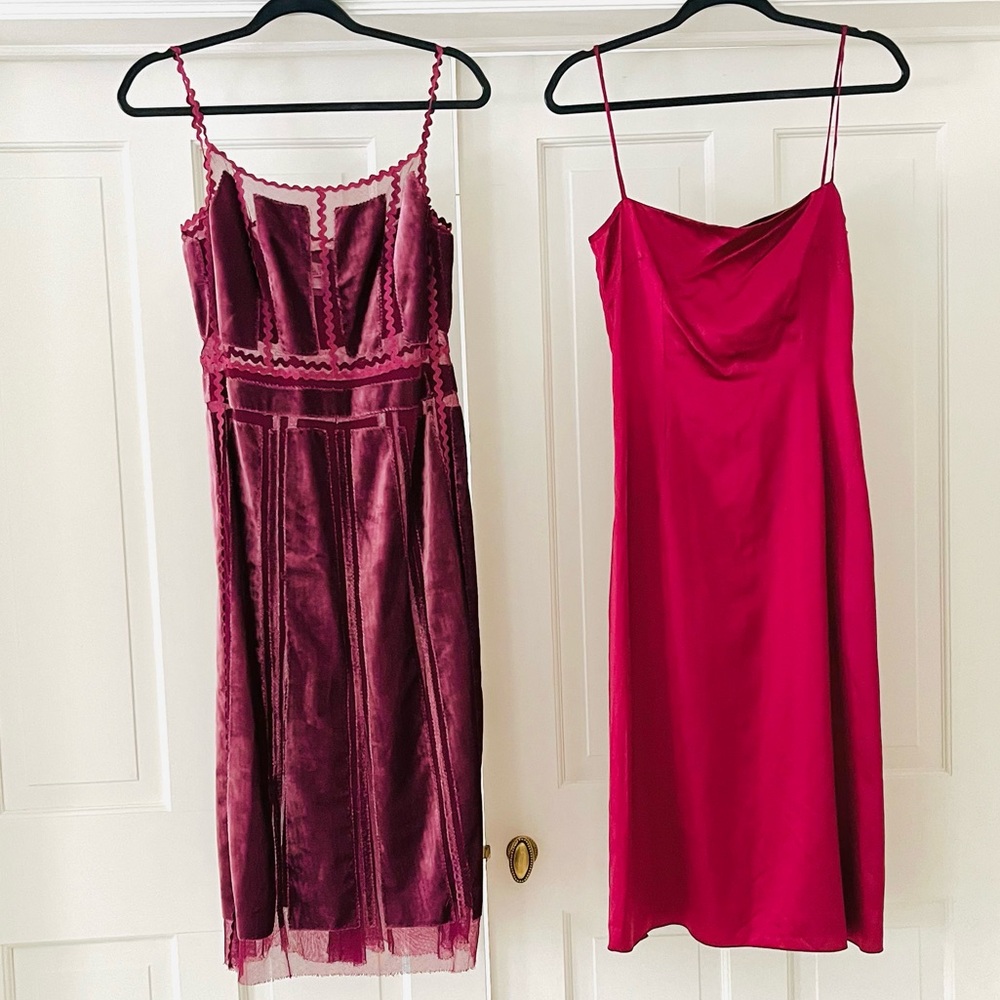 Alberta Ferretti magenta red velvet and tulle dress 6 - Picture 11 of 16